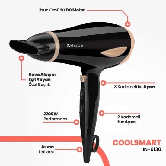 Goldmaster IN-6130 Coolsmart Saç Kurutma Makinesi