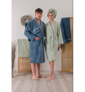 Fırsat Ürünleri Cotton Box Yeşil-Mavi Bornoz Takımı Alvin