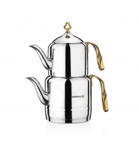 KORKMAZ Çaydanlık Korkmaz A212 Çintemani Çaydanlık Takımı Gold