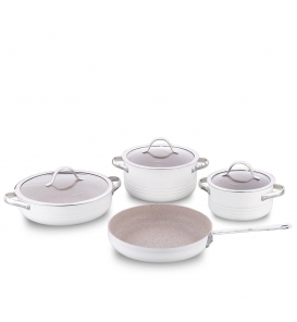 KORKMAZ Tencere Ve Tava Korkmaz A2619-2 Linea Vanilya 7 Parça Tencere Seti