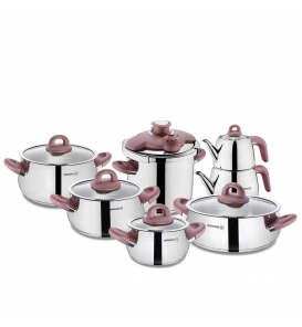 KORKMAZ Tencere Setleri Korkmaz A1756-1 Bella 14 Parça Hiper Set Rosegold