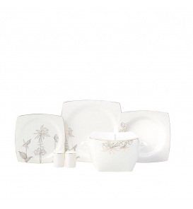 KORKMAZ Porselen Korkmaz A8452 Bone Sel. 60 Parça Yemek Takımı Kare