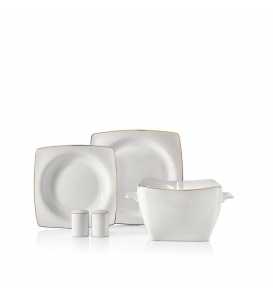 KORKMAZ Porselen Korkmaz A8433 Bone Sel. 60 Parça Yemek Takımı Kare