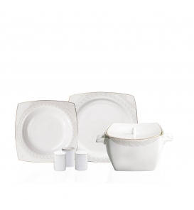 KORKMAZ Porselen Korkmaz A8451 Bone Sel. 60 Parça Yemek Takımı Kare