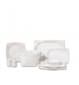 KORKMAZ Porselen Korkmaz A8430 Bone Sel. 60 Parça Yemek Takımı Kare