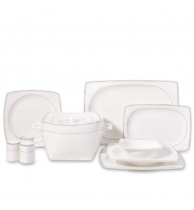 KORKMAZ Porselen Korkmaz A8427 Bone Sel. 60 Parça Yemek Takımı Kare