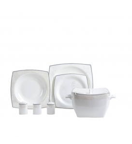 KORKMAZ Porselen Korkmaz A8464 Bone Sel. 60 Parça Yemek Takımı Kare
