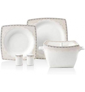 KORKMAZ Yemek Takımı Korkmaz A8439 Bone Sel. 60 Parça Yemek Takımı Kare