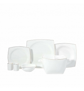 KORKMAZ Porselen Korkmaz A8459 Bone Sel. 60 Parça Yemek Takımı Kare