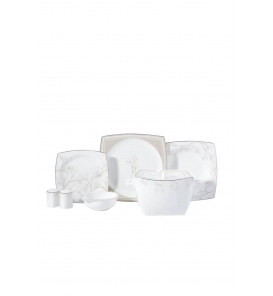 KORKMAZ Porselen Korkmaz A8461 Bone Sel. 60 Parça Yemek Takımı Kare