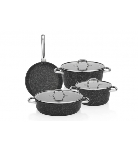 SCHAFER Tencere Setleri Schafer Dark Millard Siyah Tencere Seti 7 Parça