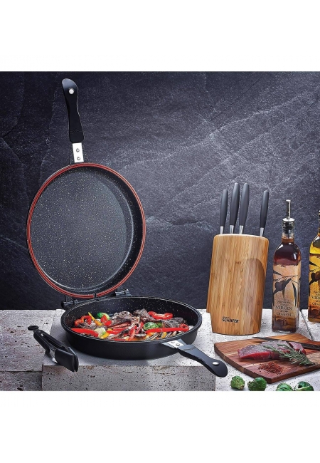 SCHAFER Tencere Ve Tava Schafer Yuvarlak Double Grill Pan 30 Cm 2 Parça