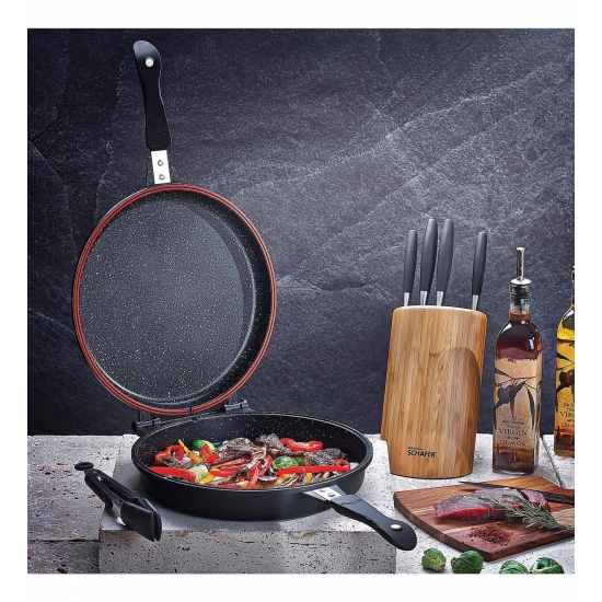 SCHAFER Tencere Ve Tava Schafer Yuvarlak Double Grill Pan 30 Cm 2 Parça