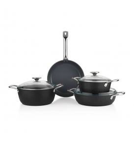 SCHAFER Tencere Setleri Schafer Night Sky Siyah Seramik Tencere Seti 7 Parça