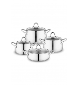 SCHAFER Tencere Setleri Schafer New Trendy Çelik Tencere Seti 8 Parça