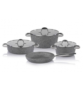 SCHAFER Tencere Setleri Schafer Millard Gri Tencere Seti 7 Parça
