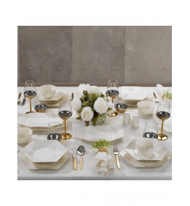 SCHAFER Yemek Takımı Schafer Hexa Gold 56 Parça Yemek Takımı