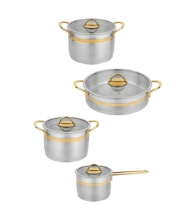 SCHAFER Tencere Setleri Golden Line Çelik Tancere Seti 8 Parça Schafer