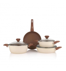 SCHAFER Tencere Setleri Schafer Jasmine Krem Seramik Tencere Seti