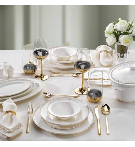 SCHAFER Yemek Takımı Schafer Queen Classy Altın 60 Parça Yemek Takımı