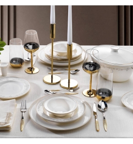 SCHAFER Yemek Takımı Schafer Quenn Natty Altın 60 Parça Yemek Takımı