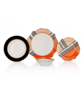 SCHAFER Yemek Takımı Schafer Talya Turuncu Yemek Takımı 24 Parça