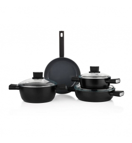 SCHAFER Tencere Setleri Schafer Titan Seramik Siyah Tencere Seti 7 Parça