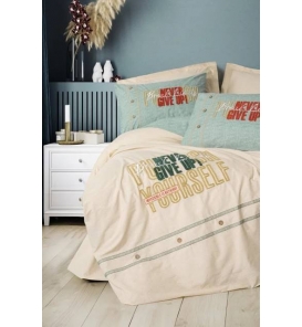 Cotton Box Mood Nakışlı Forwad Bej Tek K. Nevresim Tk.