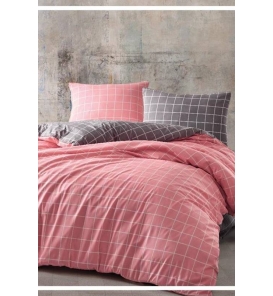 Bienline Ekose Pembe Tek Kişilik Nevresim Takımı