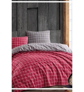 Bienline Ekose Kırmızı Tek Kişilik Nevresim Takımı