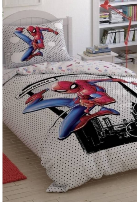 Taç Lisanslı Spiderman Cloudy Tek Kişilik Nevresim Takımı