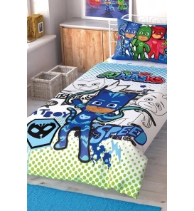 Taç Lisanslı Pj Masks Çek Canlandır Tek Kişilik Nevresim Tk.