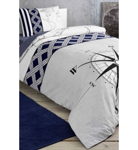 Taç Navi V1 Lacivert Tek Kişilik Nevresim Takımı