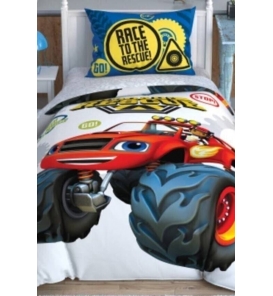 Taç Lisanslı Blaze Road Rescue Tek Kişilik Nevresim Tk.