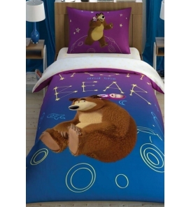 Taç Lisanslı Masha The Bear Galaxy Tek K. Nevresim Tk.