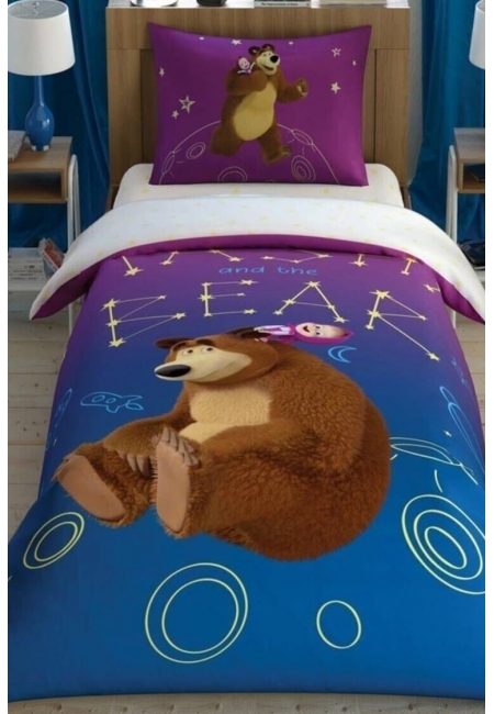 Taç Lisanslı Masha The Bear Galaxy Tek K. Nevresim Tk.