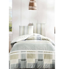 Taç Domino Kahve Tek Kişilik Nevresim Takımı