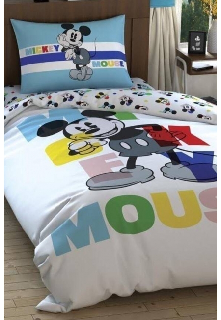 Taç Lisanslı Dh Mickey Colour Face Tek Kişilik Nevresim Tk.