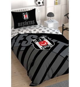 Taç Lisanslı Beşiktaş Siyah Logo Tek Kişilik Nevresim Tk.