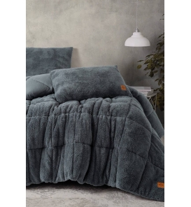 Cotton Box Peluş Gri Çift Kişilik Yorgan Seti