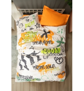Cotton Box Genç Graffiti Oranj Tek Kişilik Nevresim Takımı