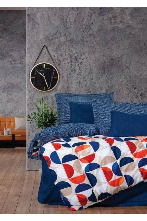 Cotton Box Modern Ring Mavi Çift Kişilik Nevresim Takımı