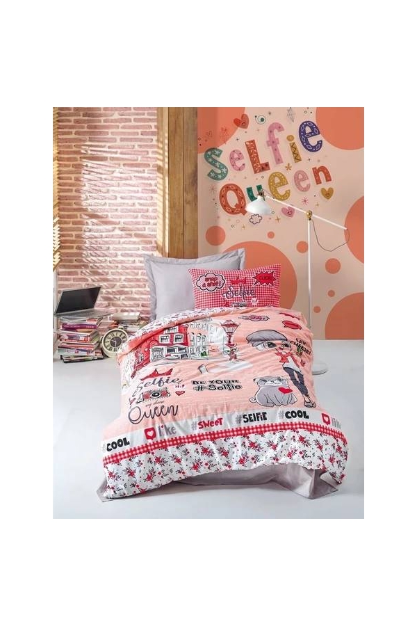 Cotton Box Junior Selfie Kırmızı Tek Kişilik Nevresim Takımı