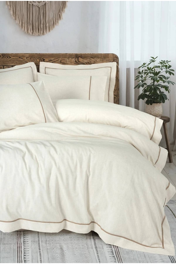 Cotton Box Inborn Banded Kahve Çift Kişilik Nevresim Tk.