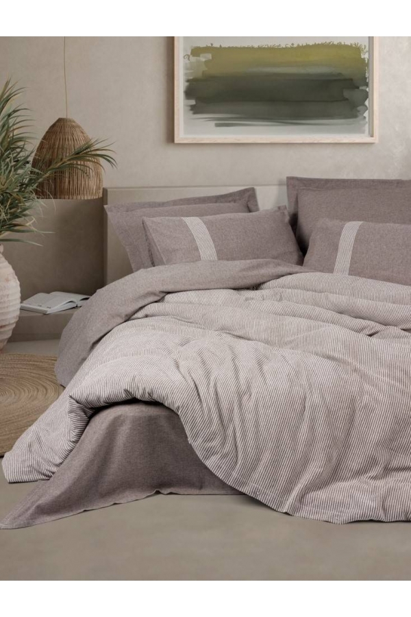 Cotton Box Riddeb Linje Kahve Çift Kişilik Nevresim Takımı