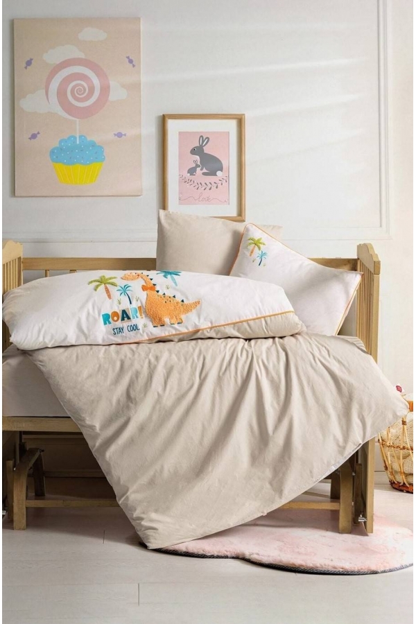 Cotton Box Punch Nakışlı Bayb Kiddo Krem Nevresim Tk.