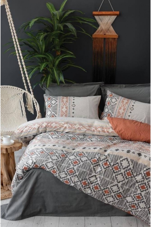 Cotton Box Ethnic Vita Gri Çift Kişilik Nevresim Takımı