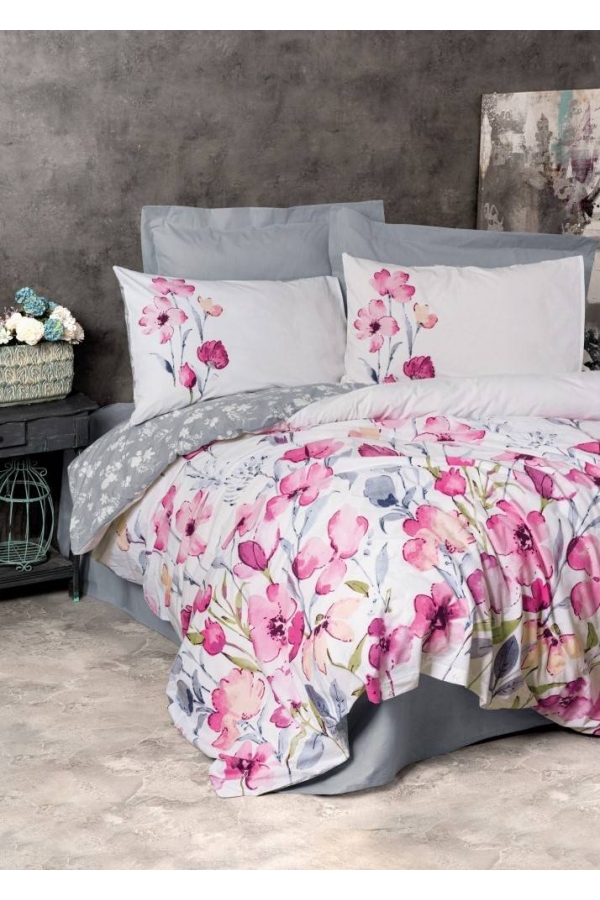 Cotton Box Modeline Carla Gri Çift Kişilik Nevresim Takımı