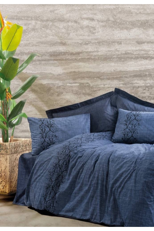Cotton Box Plain Sooty Denim Çift Kişilik Nevresim Takımı