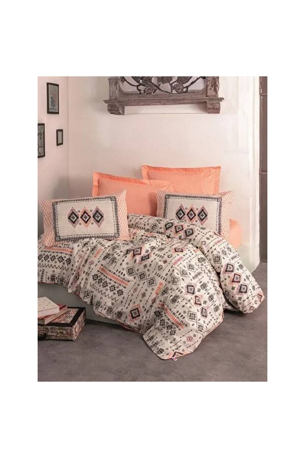 Cotton Box Ethnic Kateri Somon Çift Kişilik Nevresim Takımı
